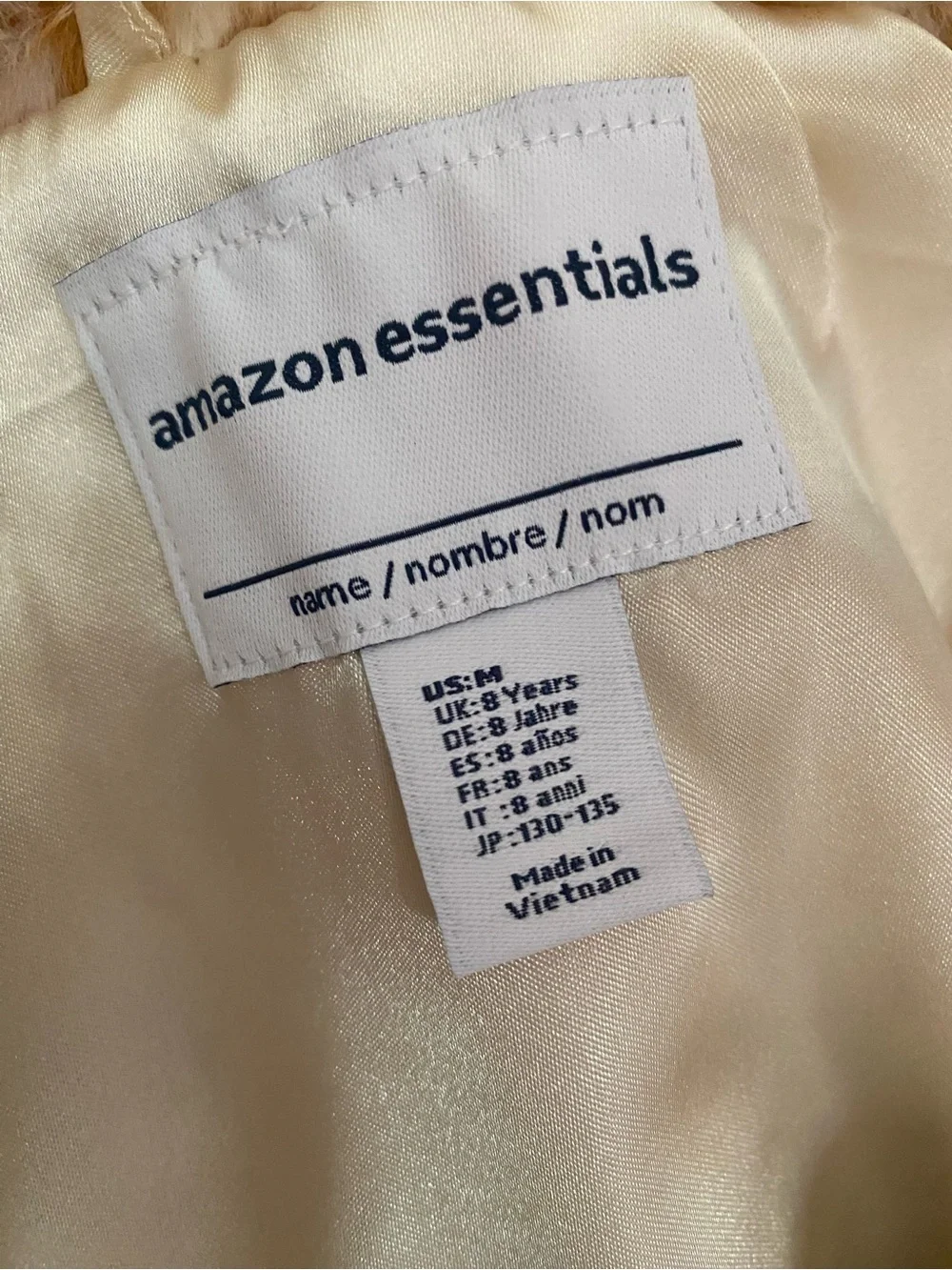Amazon Essentials Girls' Faux Fur Leopard Print Jacket - White & Brown